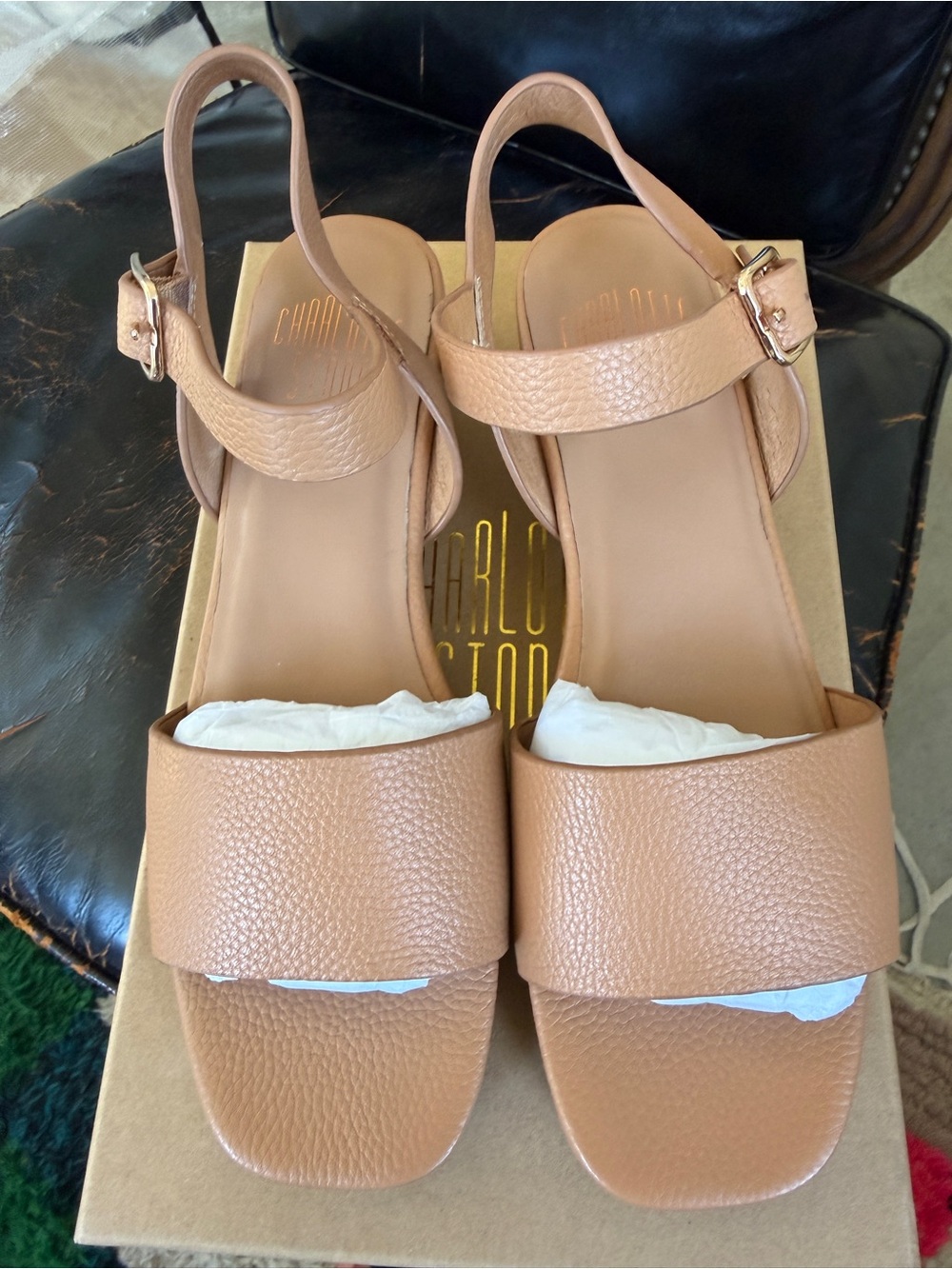 Charlotte Stone Allie Tan clog sandal, Color: Camel - Picture 3 of 6